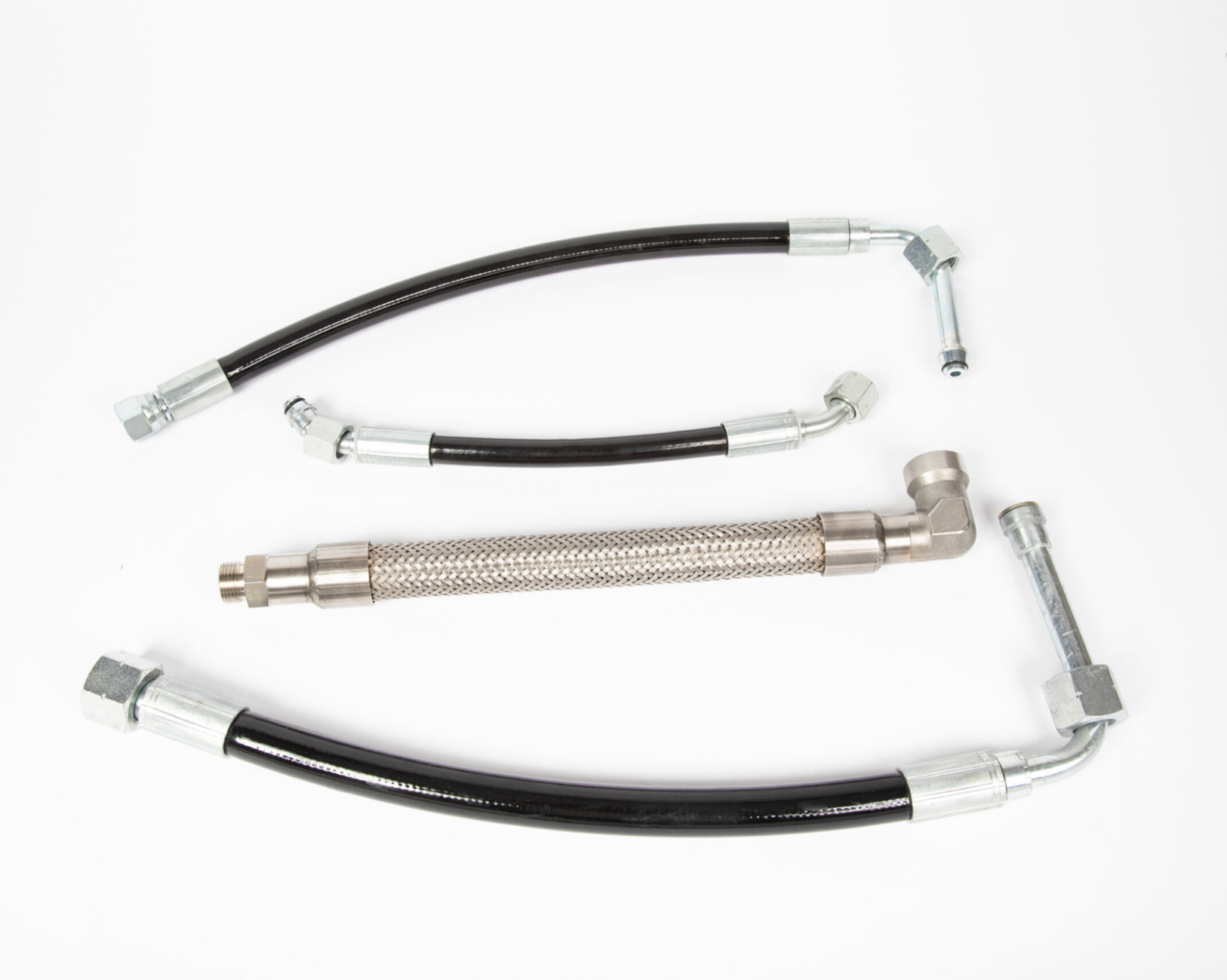 Hydraulic hoses and flexible metal fittings used for industrial machinery connections